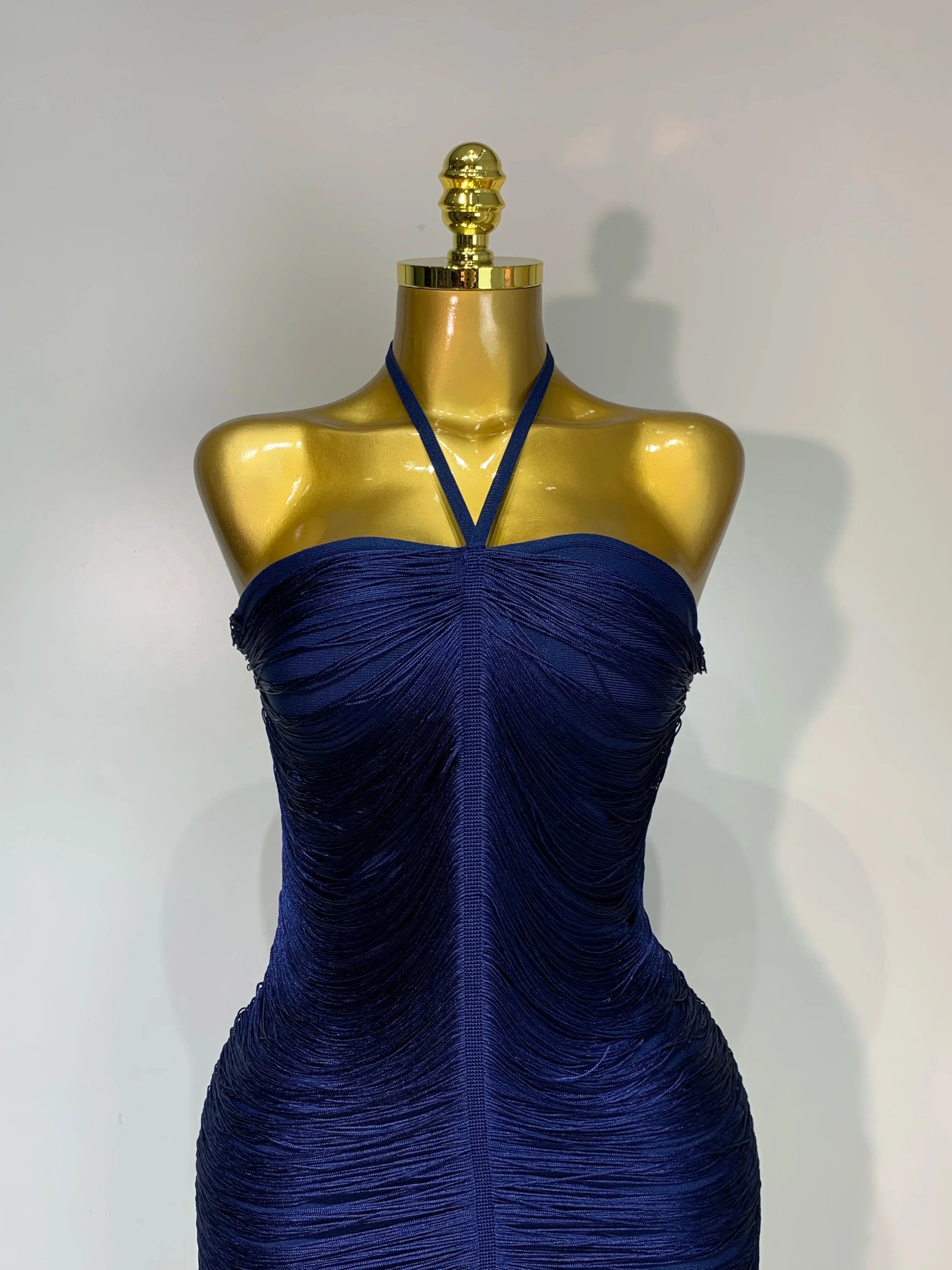 Women's Fashion Tassel Split Hanging Neck Bodycon Dress Elegant Celebrity Evening Party Luxuru Birthday Wedding Guest Dress