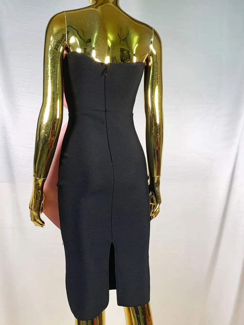 2025 Elegant Women's Bow Design Bandage Dress Strapless Sleeveless Bodycon Backless Knee length Dresses Evening Party Vestidos