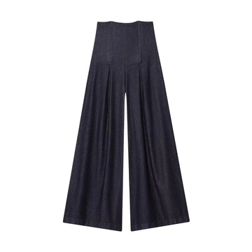 2025 Autumn New Product: Casual Ultra High Waist Straight Leg Wide Leg Pants with Folded Details Wide Leg Jeans