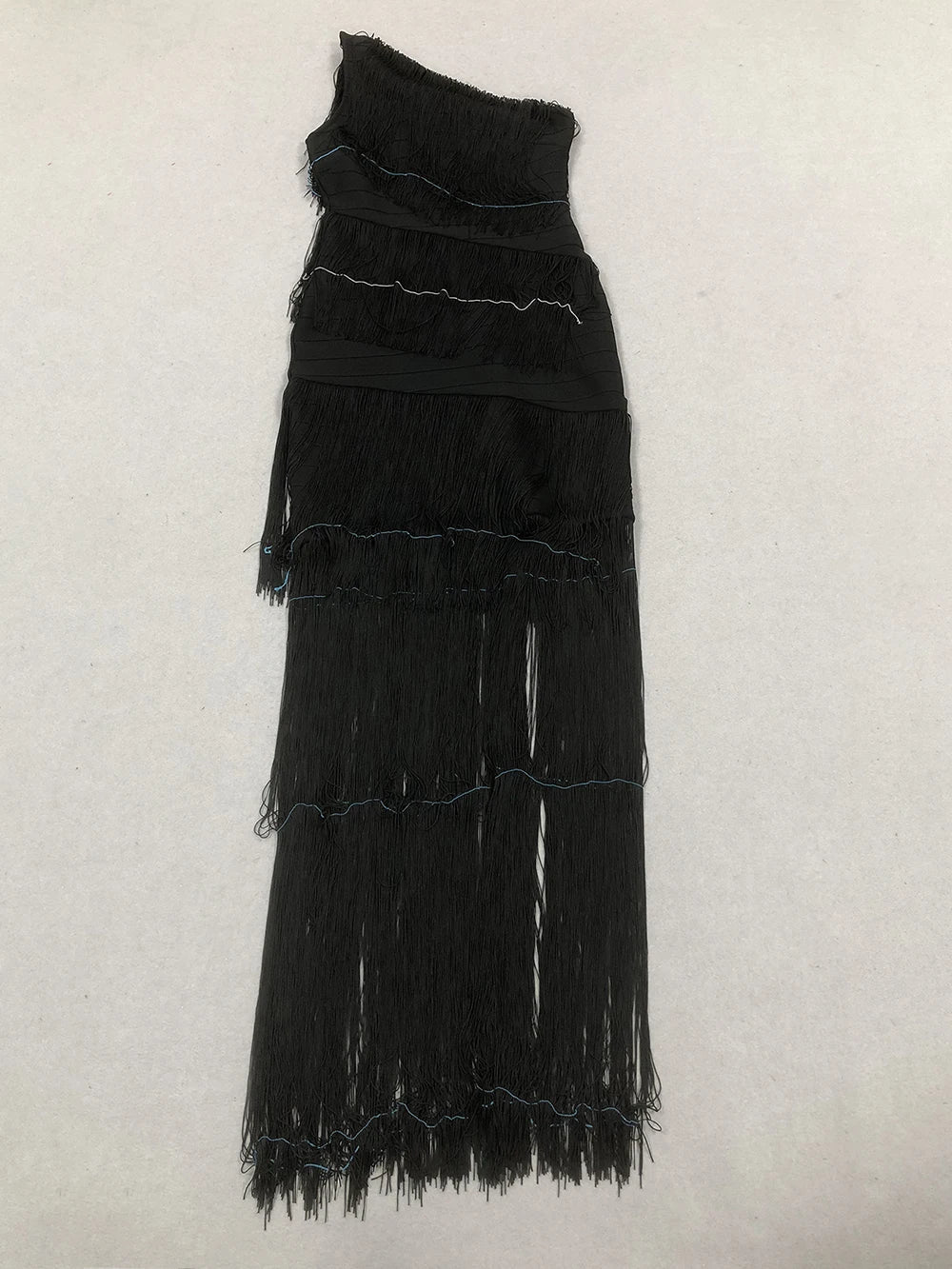 Women's One Shoulder Diagonal Collar Fringe Bandage Long Dress Summer Tassel Vacation Birthday Evening Night Club Vestidos