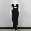 New Summer Women Sexy Strapless Keyholes Bodycon Bandage Mid-calf Dress Nightclub Party Evening Dress Wholesale