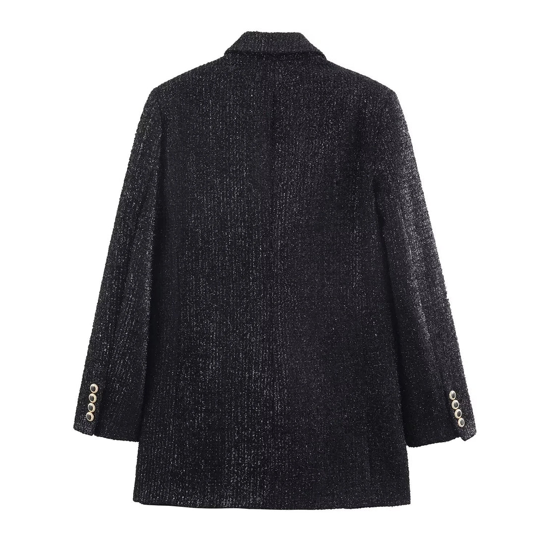 Winter new women's clothing small fragrance style black high-end temperament double breasted metal wire suit jacket