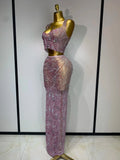 Women Sexy Two Pieces Set Celebrity Luxury Rhinestone Nightclub Skirt Suits Singer Dancer Stage Costume Evening Club Party Gowns