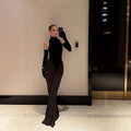 New Arrival Women Sexy Velvet Off the Shoulder Mesh Long Bodycon Dress Gloves Celebrate Nightclub Party Celebrity Outfit