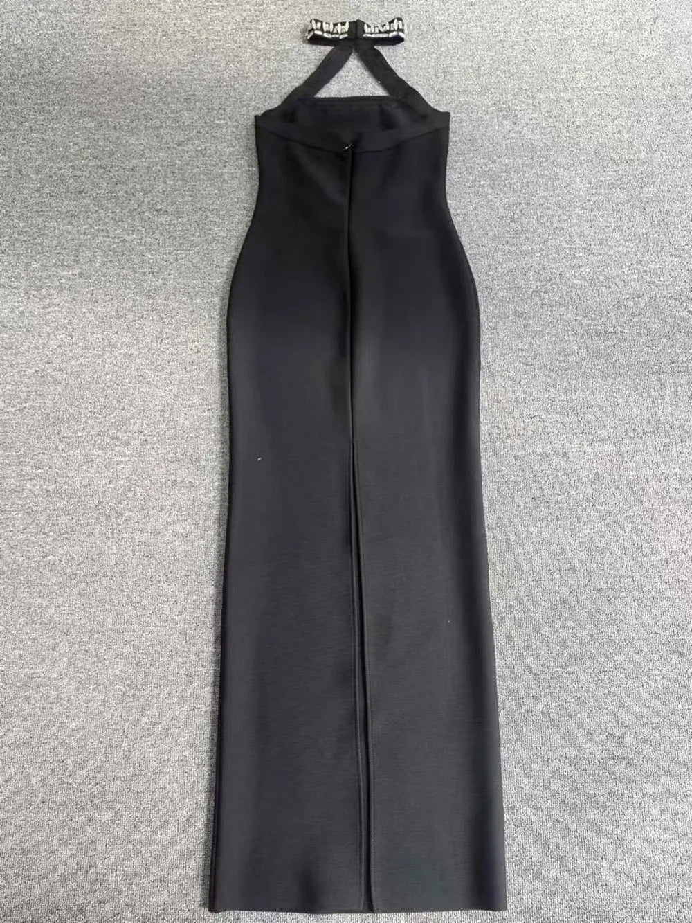 2025 Sexy Women'S Light Luxury Nail Bead Hollow Out Long Dress Hanging Neck Sleeveless Bodycon Backless Dress Club Party Vestido