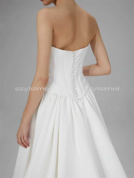 Newest Sleeveless A Line Wedding Gown Customized Bridal Gowns Back Zipper With Buttons Weddings Dresses robe de mariée