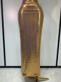 Luxury Sexy Backless Halter Gold Glitter Sequins Maxi Long Dress Elegant Sparkly Evening Party Club Dress Wedding Guest Gown