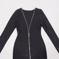 2024 Sexy Women's Dress Front and Back Wearable O-neck Long sleeved Bodycon Zipper Design Midi Dresses Evening Party Vestidos