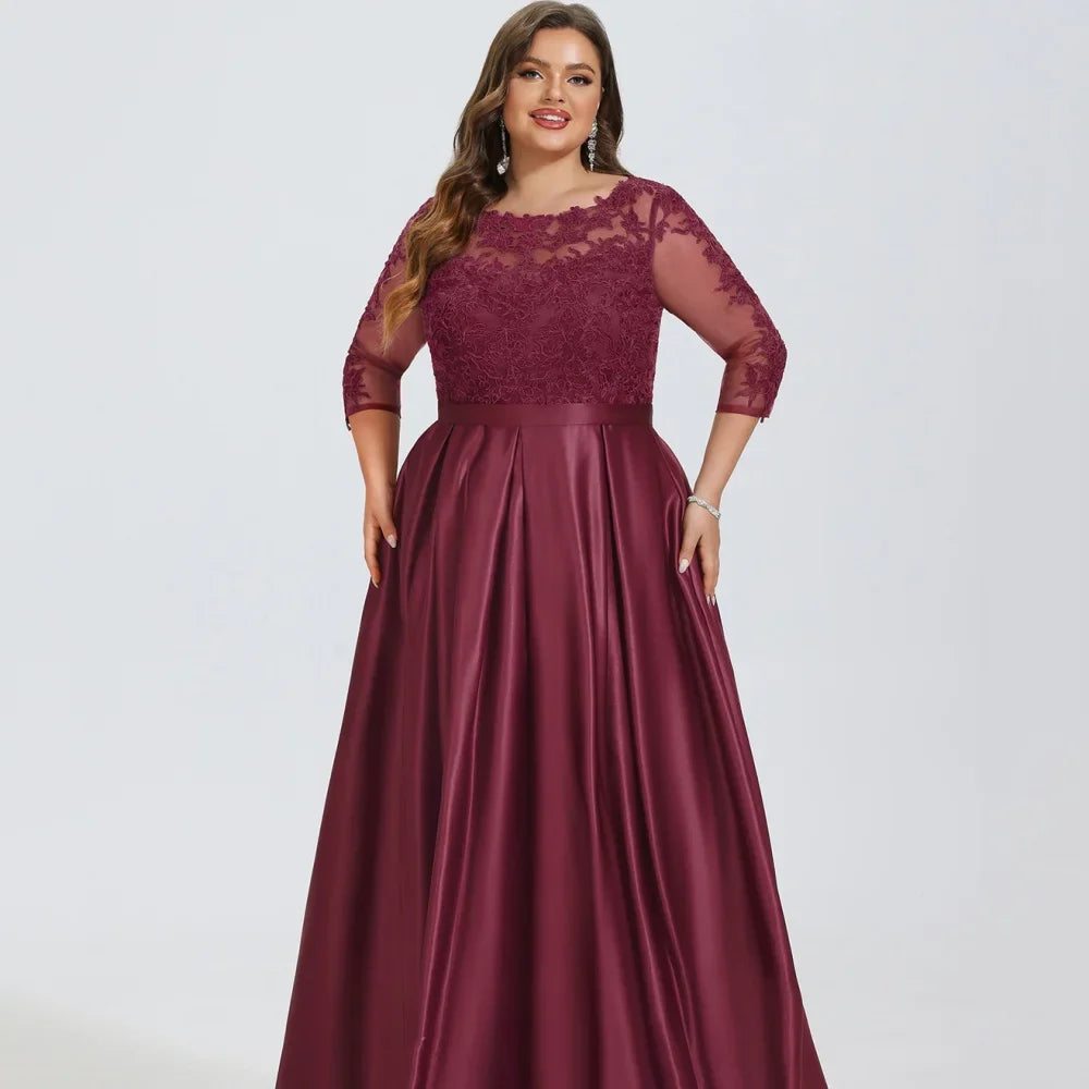 Mother Of The Bride Dress - Customized Elegant Lace Mother Dresses For Bride A Line O Neck Wedding Party Gowns Floor Length Formal Occasion Bridal Dress