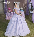 Glitter Lilac Quinceanera Dresses Plus Size 3D Florals Vestido De 15 Años Quinceañera Off Shoulders Sparkly Birthday Customized