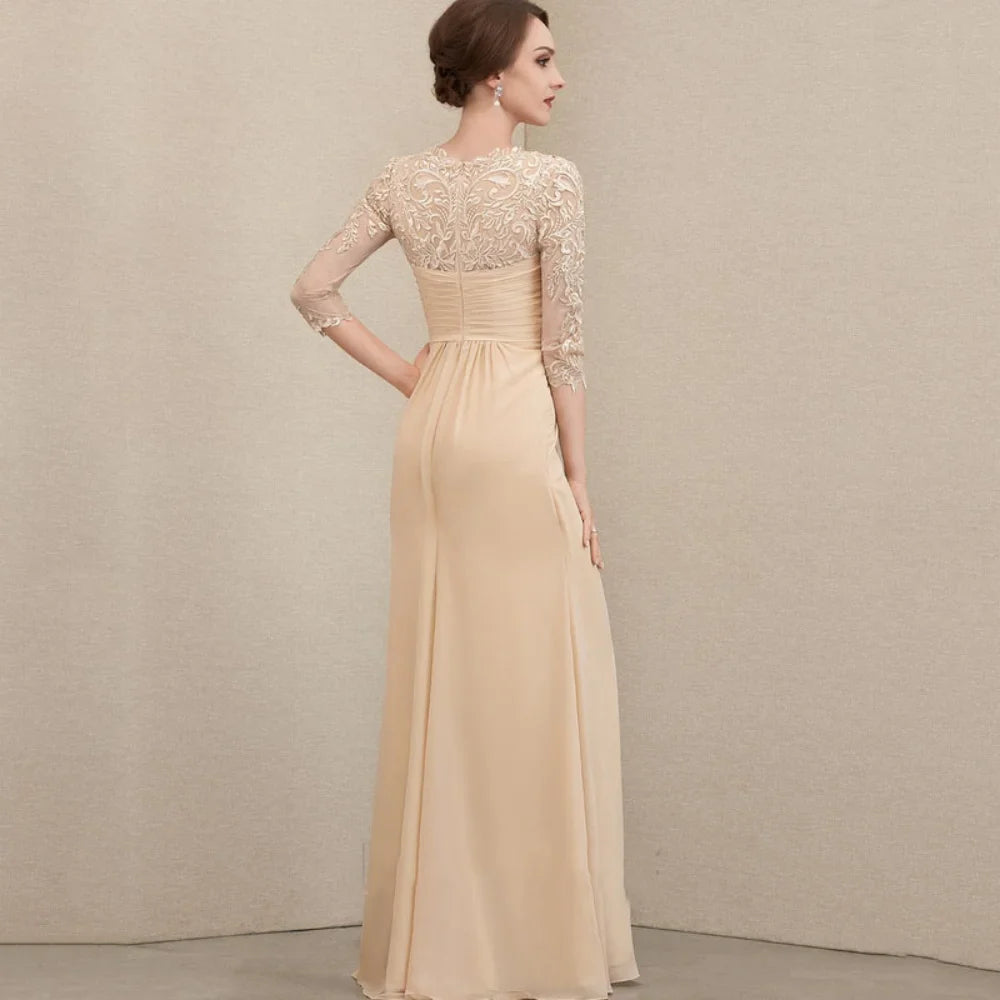 Mother Of The Bride Dress - Formal Customized V Neck A Line Lace Elegant Chiffon Mother of Dresses Mermaid Evening Gowns New vestido invitada boda