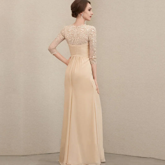 Mother Of The Bride Dress - Formal Customized V Neck A Line Lace Elegant Chiffon Mother of Dresses Mermaid Evening Gowns New vestido invitada boda