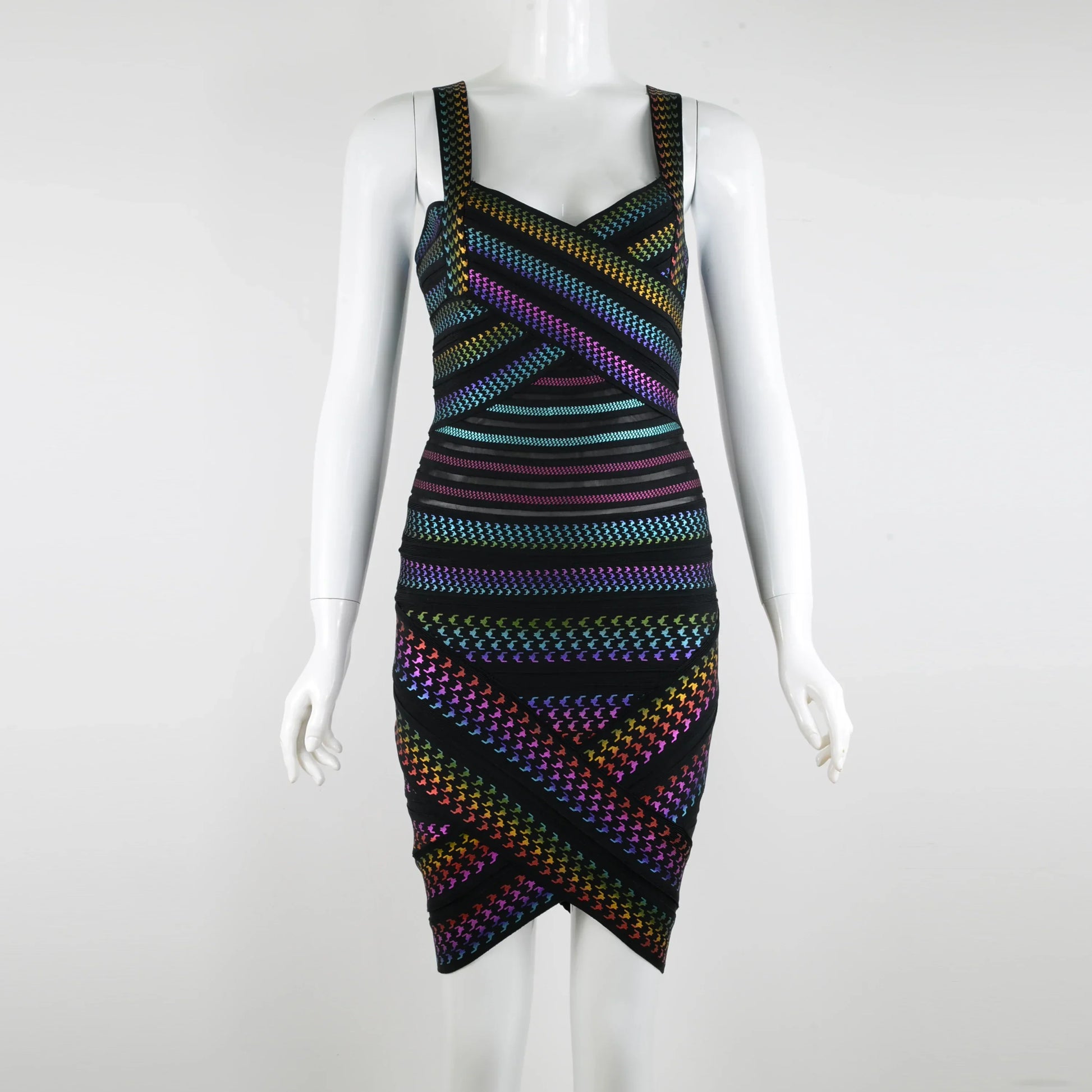 Women Sleeveless Sexy Square Collar Foil Bodycon Bandage Mini Dress Nightclub Bar Party Celebrate Dress