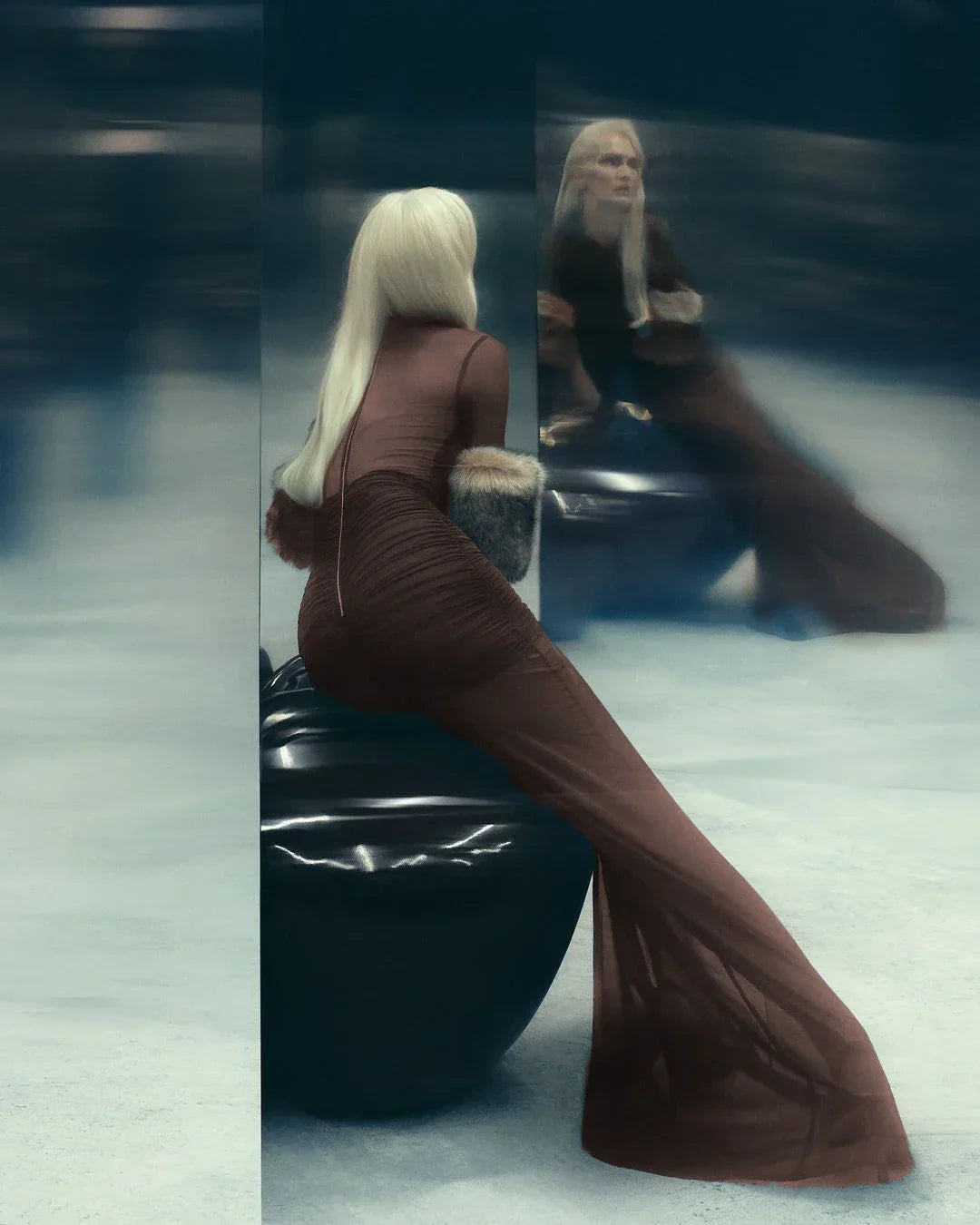 High Quality Brown Khaki Color Women Long Sleeve Sexy Mesh Bodycon Long Maxi Dress Runway Fashion Celebrate Evening Dress black