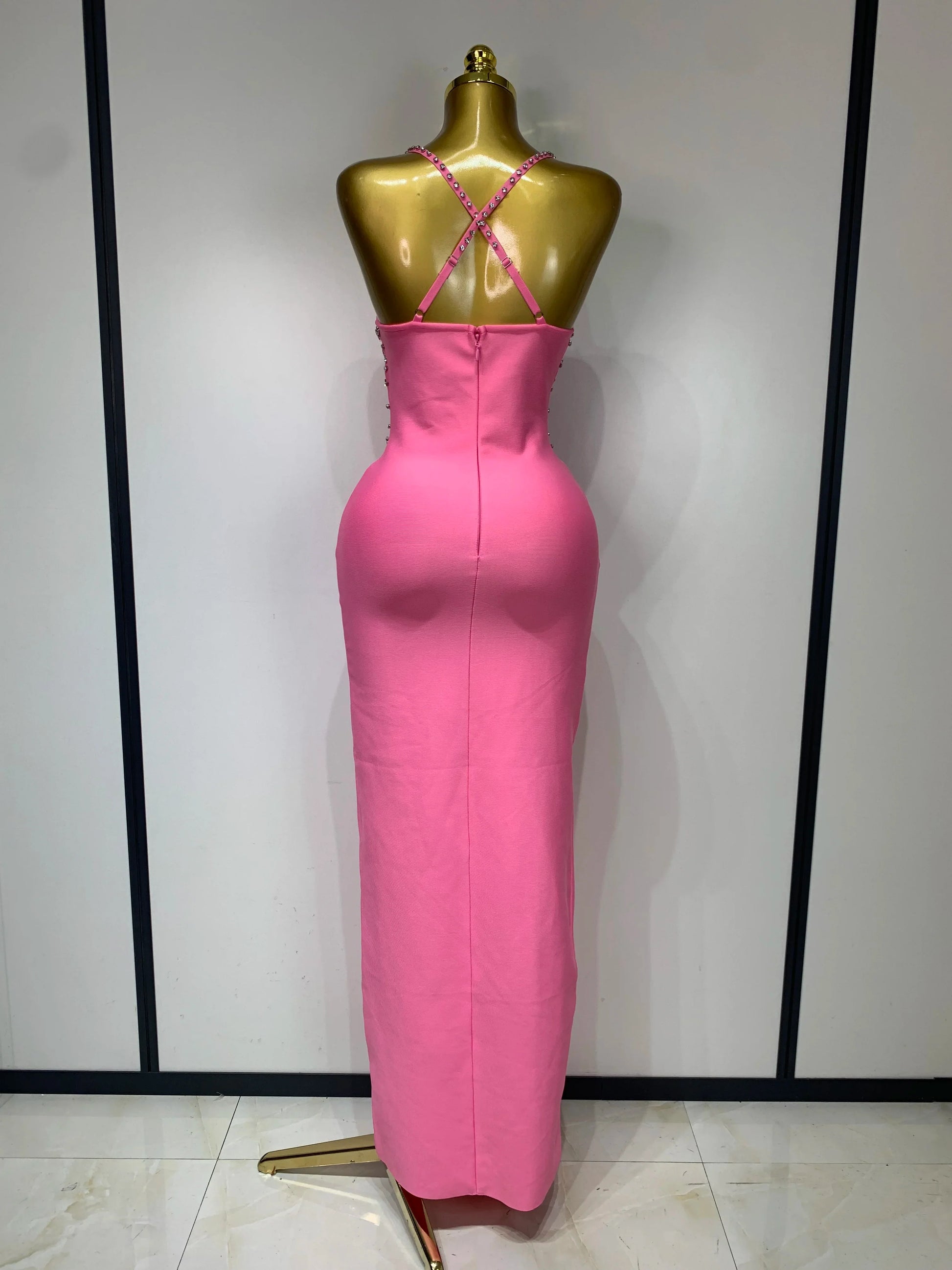 Women Sexy Backless Bodycon Sleeveless Bandage Dress Elegant Prom Gown Club Evening Party Luxury Birthday Wedding Guest Dresses