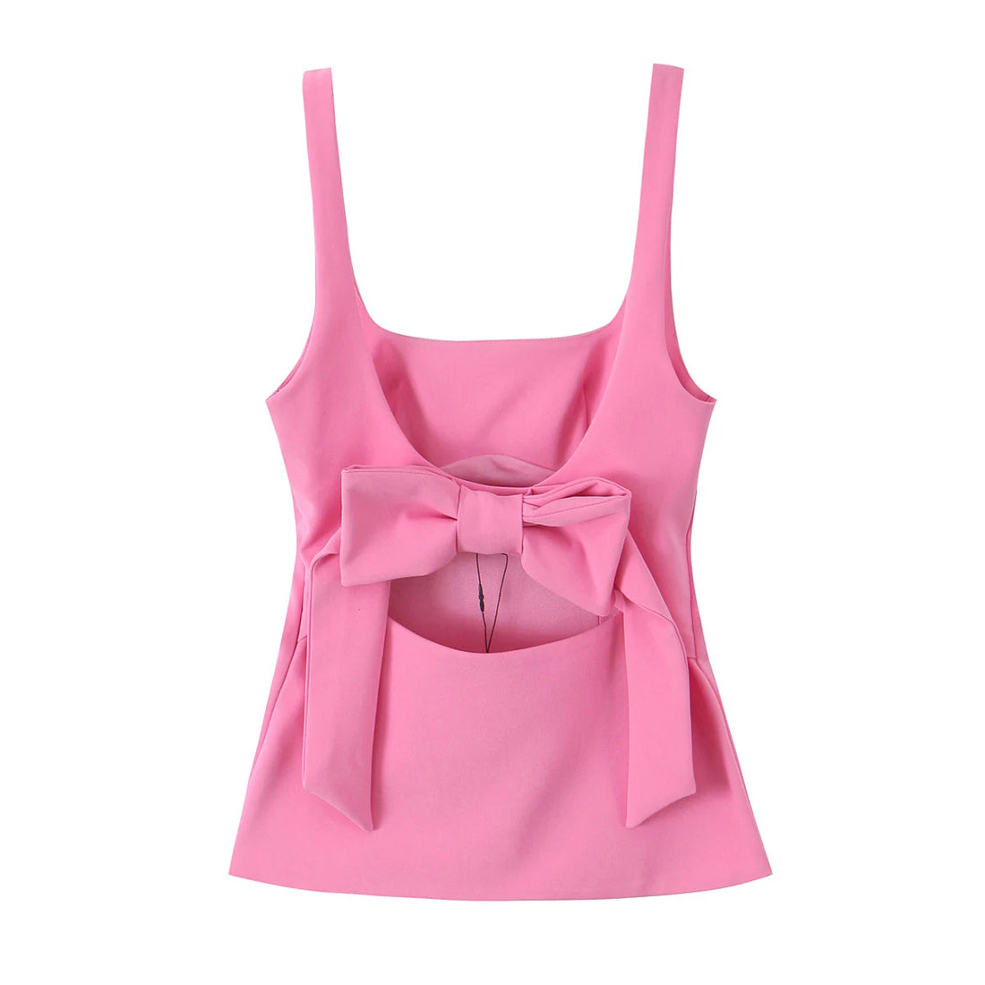 European And American Style 2025 Spring New Product Women's Suspender Back Bow Decoration Square Neck Slim Fit Top