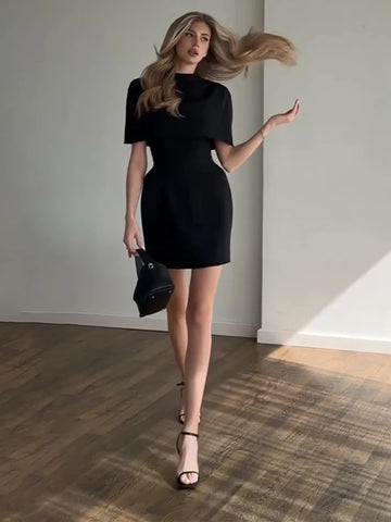 Women's 2 Pcs Suits High Waist Camisole Dress Cape Sets Street Female Waist Cinching Partywear Early Spring Ladies Club Outfits