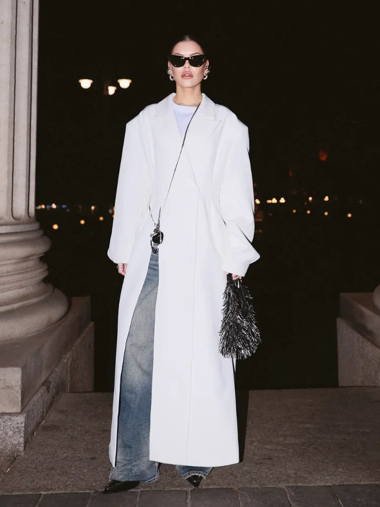 New Designer Solid Slim Women's Suit Jacket Turn-down Collar Full Sleeve Double Breasted High Split Coats Fashion Lady Outerwear