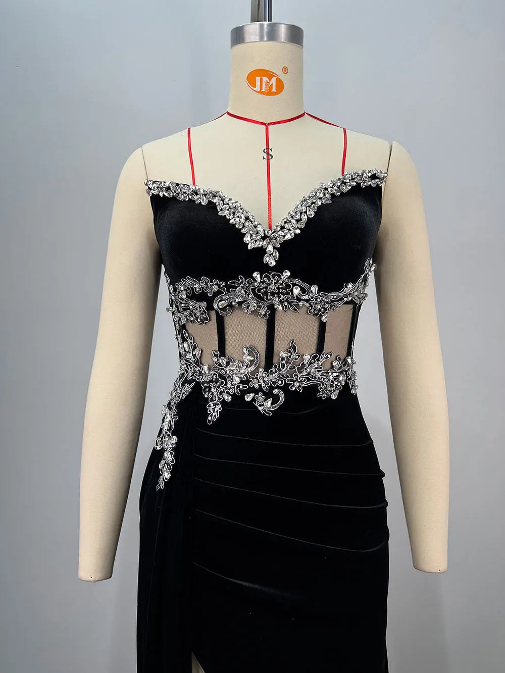 2025 Women Light Luxury Nail Bead Maxi Dress Strapless Sleeveless Slimming Patchwork Split Body Long Dress Evening Party Vestido