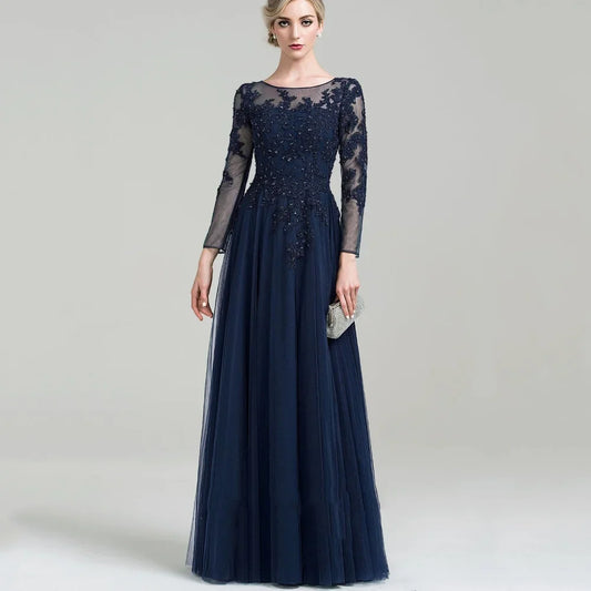 Customized Elegant Formal Occasion Dress O Neck A Line Lace Wedding Party Gowns Tulle Mother Dresses New For Bride as picture