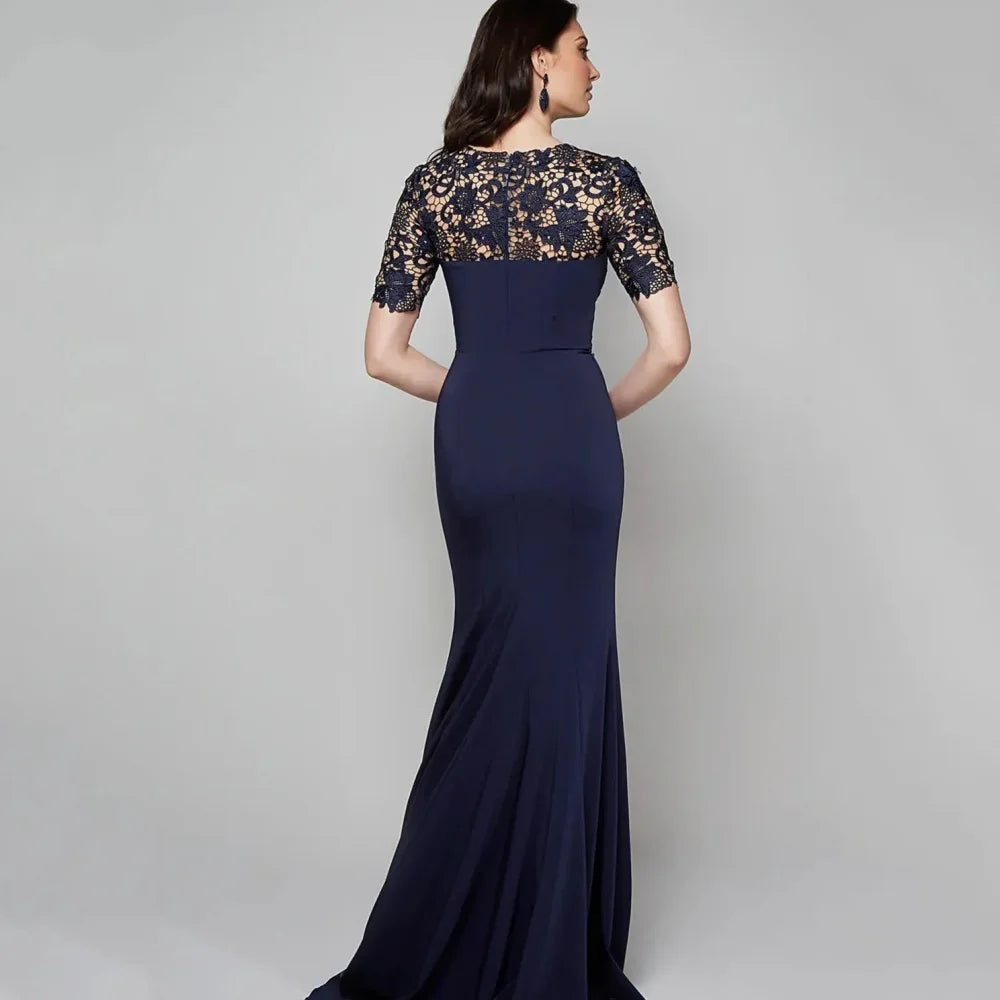 Customized Formal Occasion Mother Dresses Elegant Mermaid Lace Wedding Party Gowns Short Sleeve Floor Length New Dress