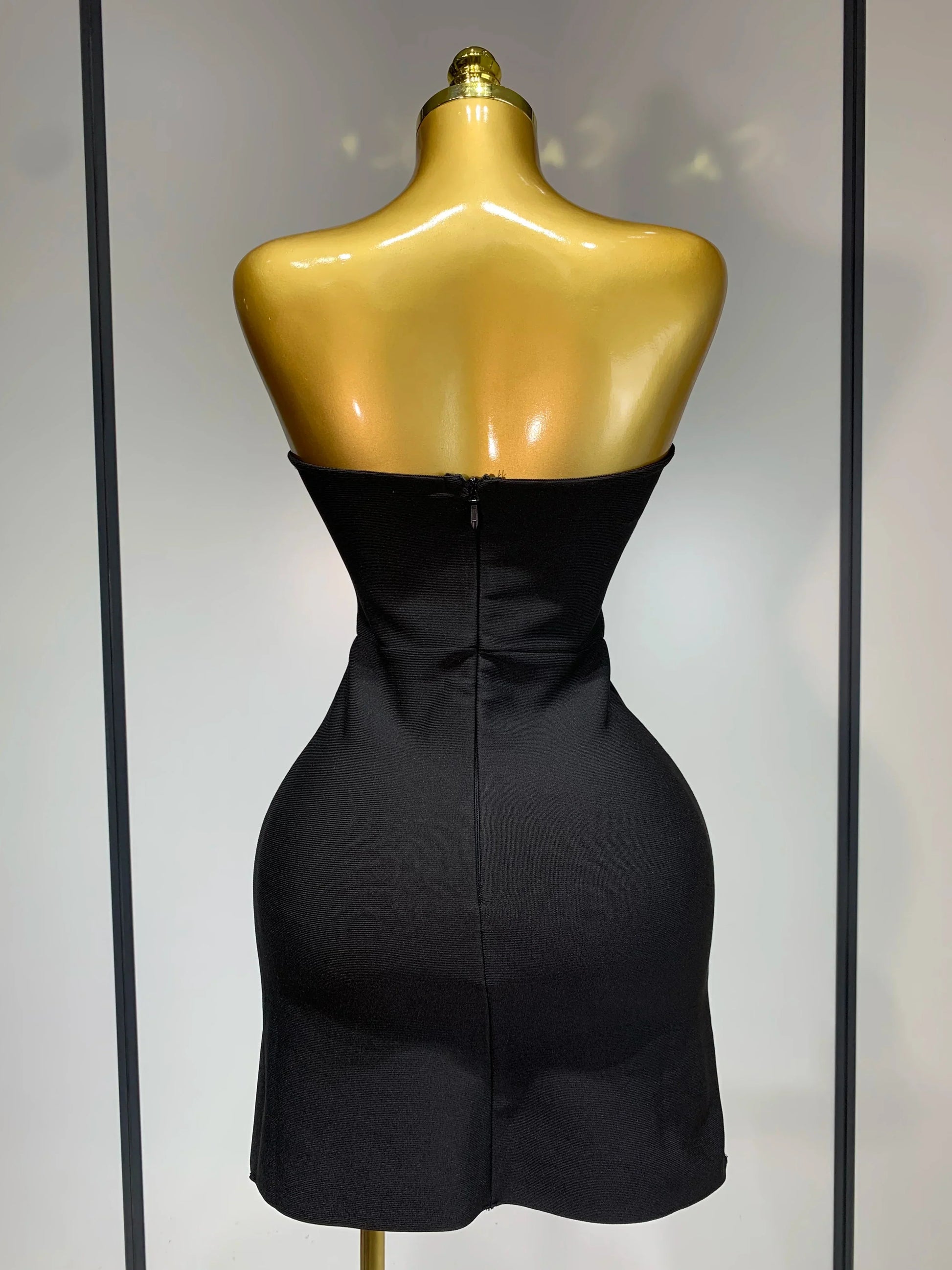 Women Sexy Strapless Colorful Crystal Bodycon Mini Bandage Dress Spring Elegant Party Celebrate Birthday Outfit