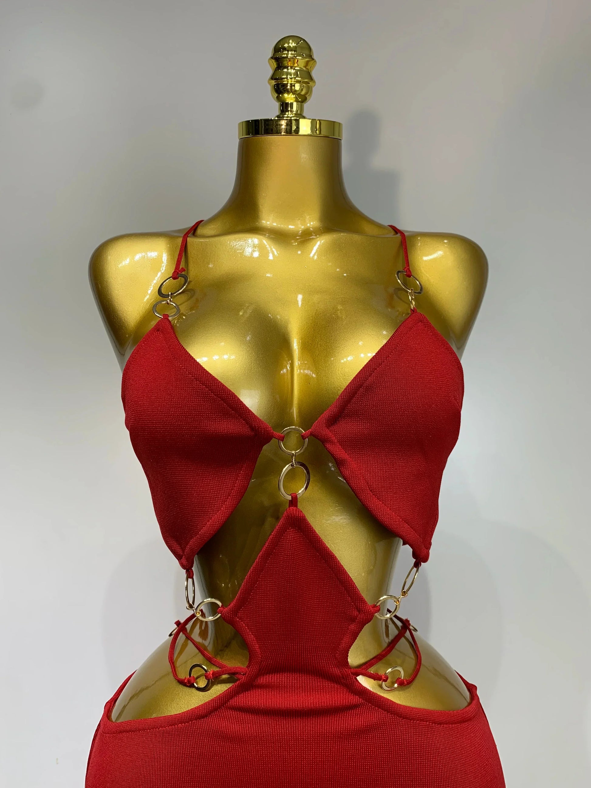 Women Sleeveless Sexy Halter Hollow Out Black Red Bodycon Long Bandage Dress Celebate Elegant Luxury Birthday Club Dress