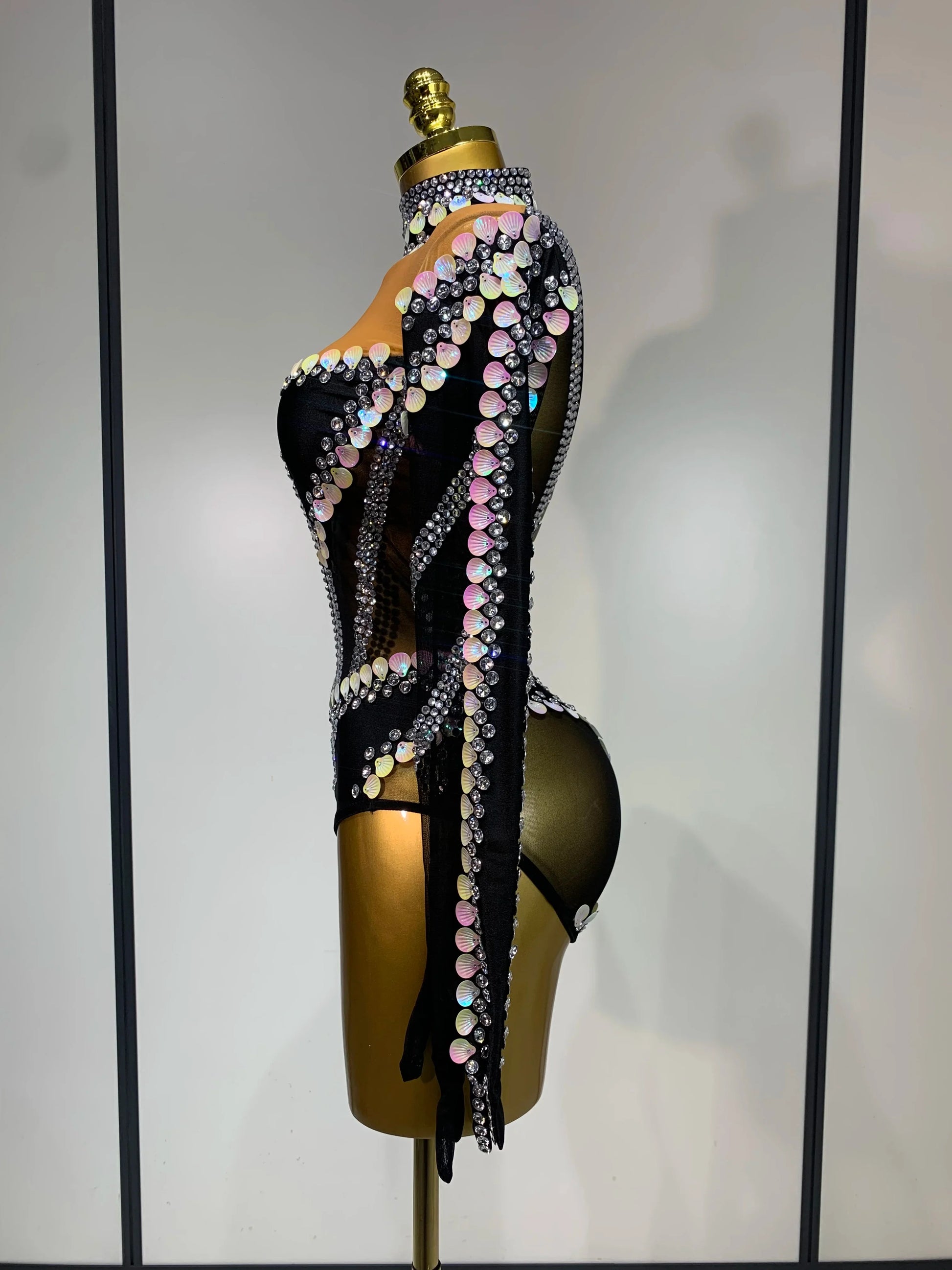 Women Sexy Sparkly Rhinestone Bodysuit Evening Party Dance Show Birthday Nightclub Halloween Costume Stage Performance Outfit