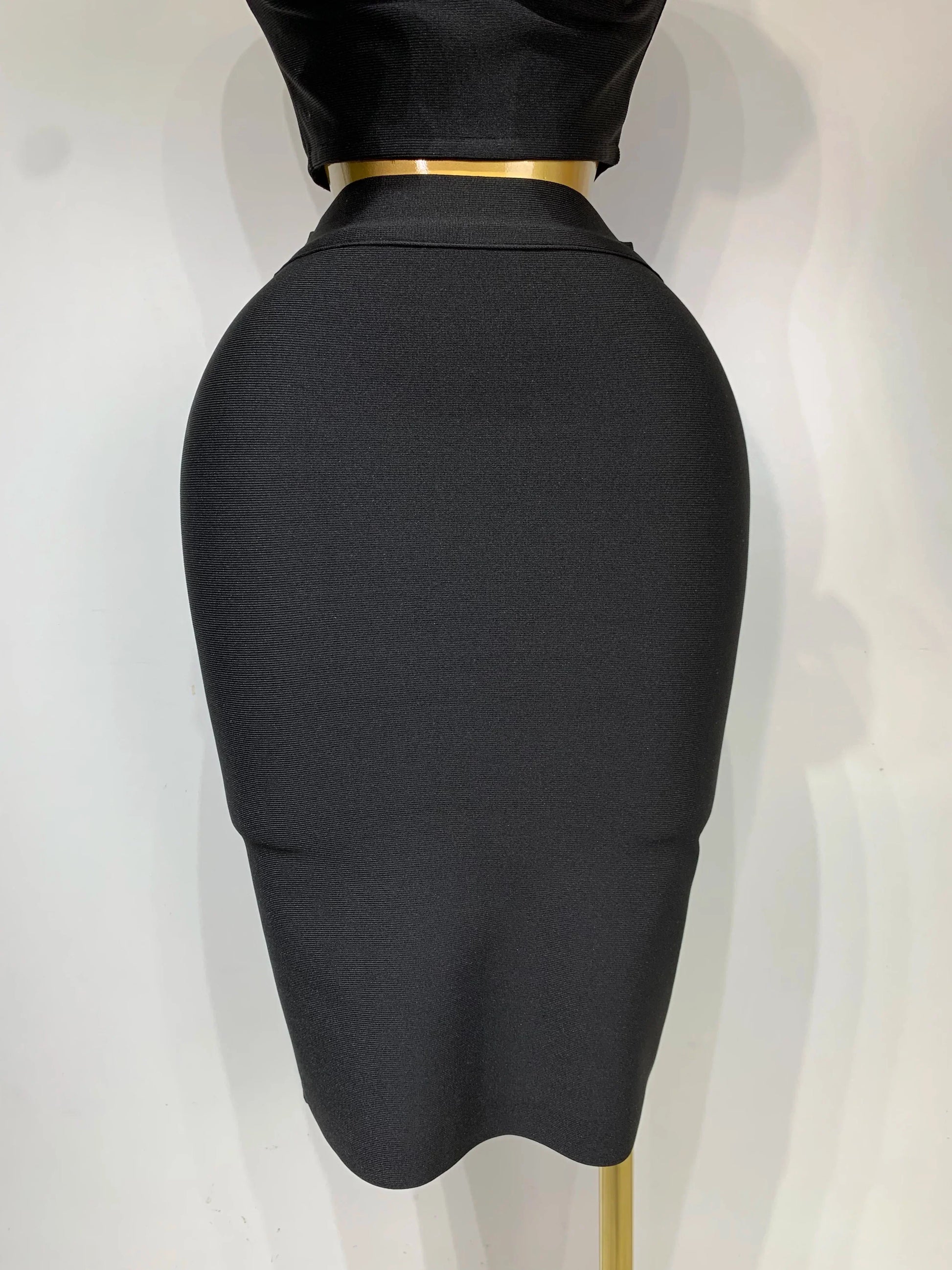 New Arrival Women 3D Flower Black Bodycon Bandage Two Piece Set Designer High Waist Evening Party Club Birthday Skirt Set