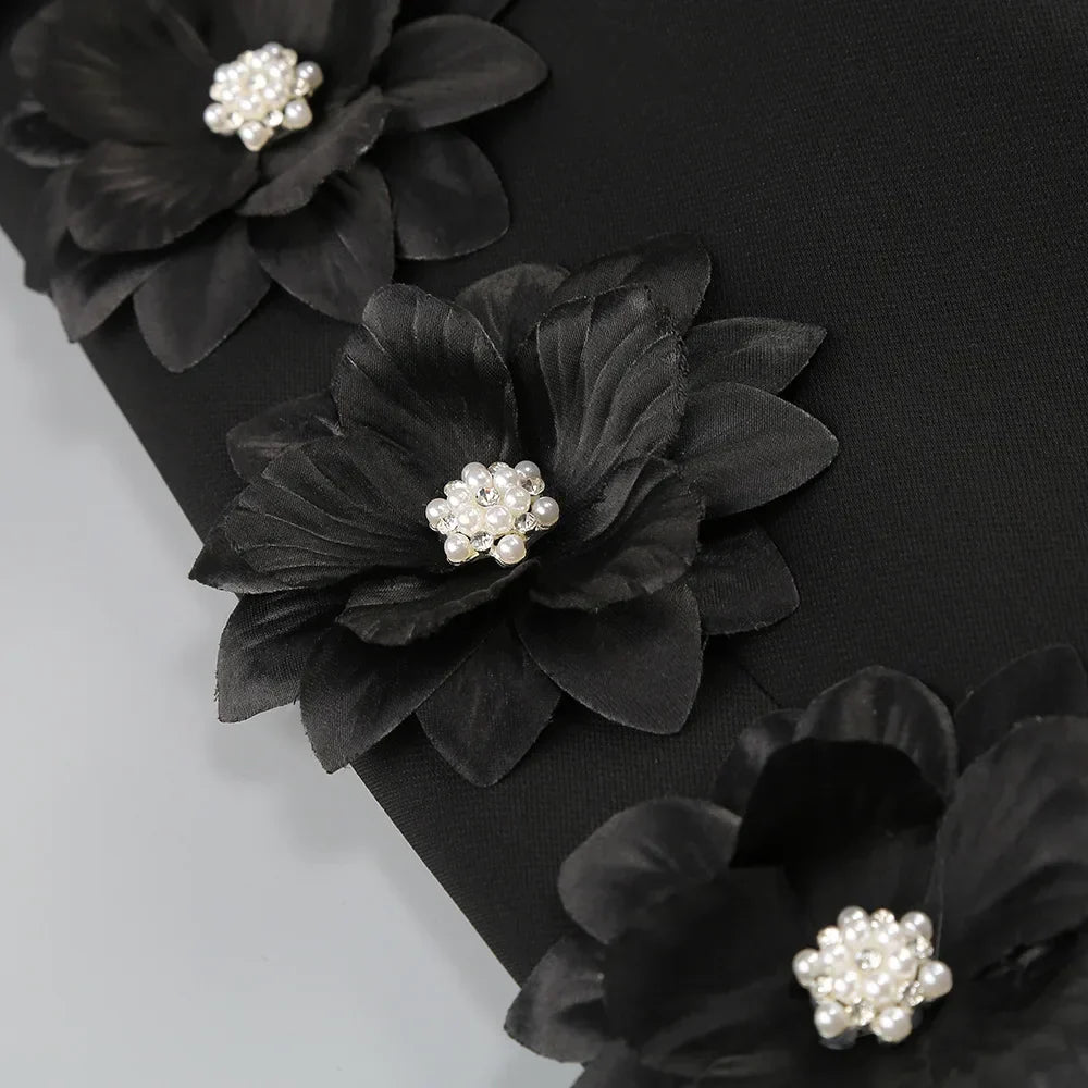 2024 Women Suit Pants Set with Collar, Long Sleeve, Three Dimensional Flower Decoration, Slim Fit Suit Coat+Two Piece Pants Set