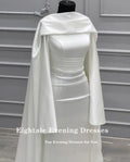 Muslim Wedding Dress O-Neck Satin Customized White Ivory Arabic Bridal Gown Long Sleeves Vestido De Noiva