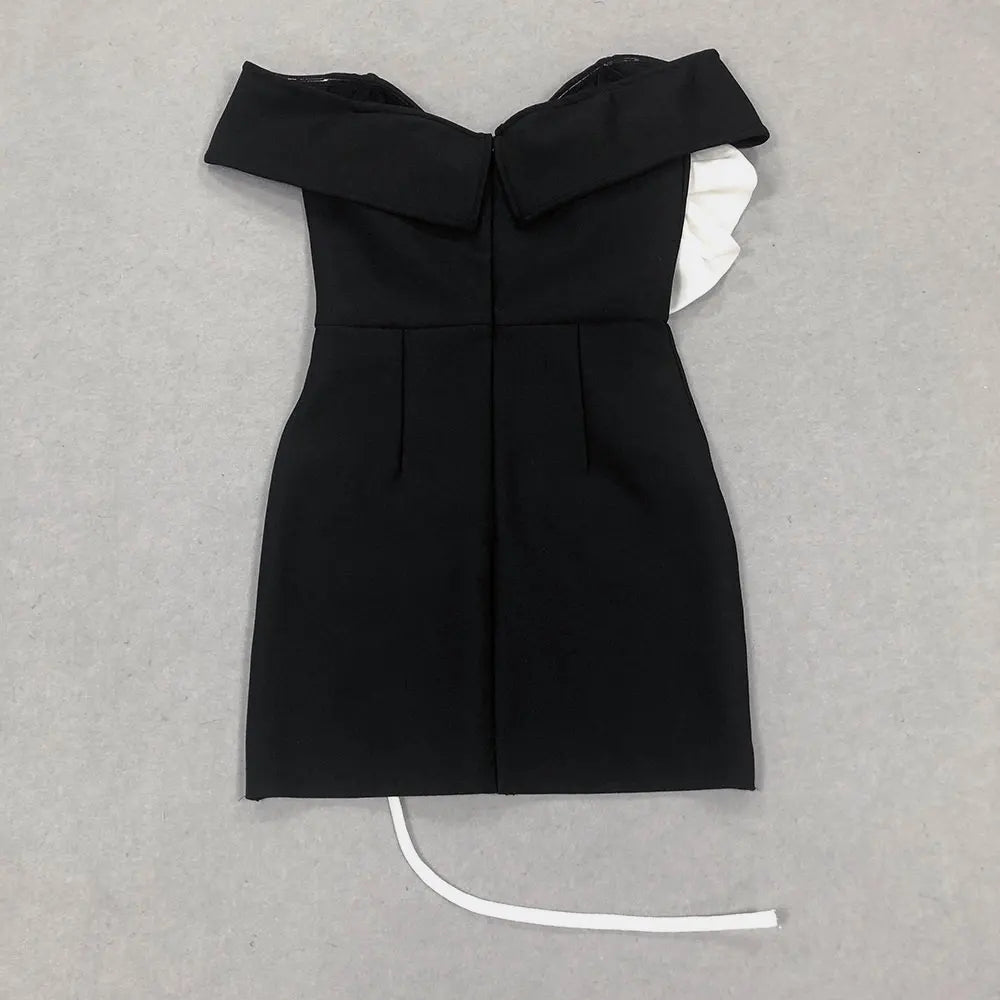 2024 Sexy Women's 3D Flower Bandage Dress Shoulderless Short Sleeve Bodycon Backless Mini Dress Cocktail Evening Party Vestidos