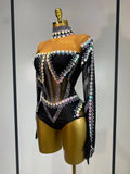 Women Sexy Sparkly Rhinestone Bodysuit Evening Party Dance Show Birthday Nightclub Halloween Costume Stage Performance Outfit