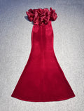 Black Winered Color Women Sexy Off the Shoulder Ruffles Bodycon Velvet Maxi Dress Wedding Party Mermaid Cocktail Outfit