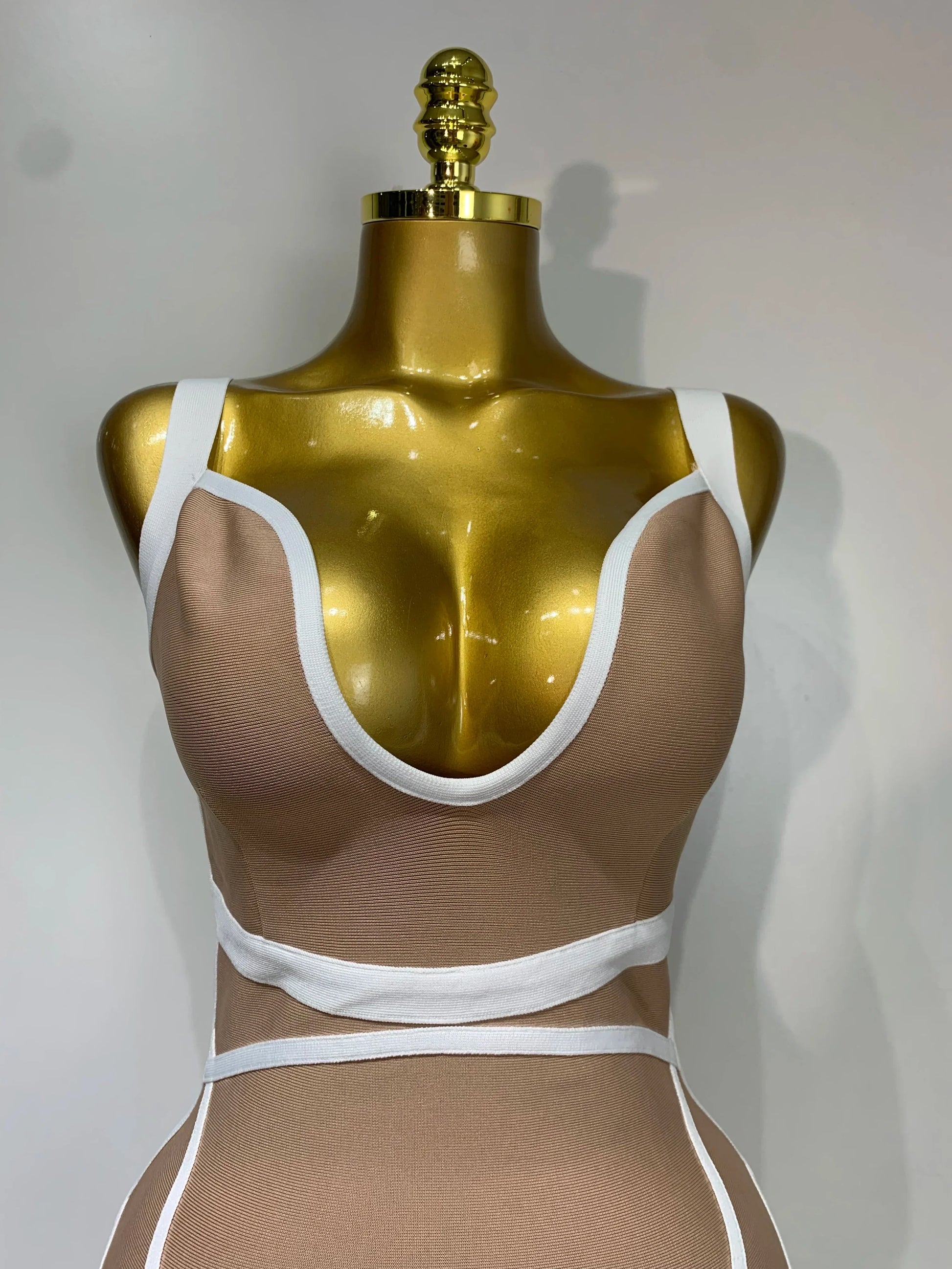 Women Sexy V Neck Striped Midi Bandage Bodycon Dress Celebrity Elegant Evening Club Party Luxury Birthday Outfit