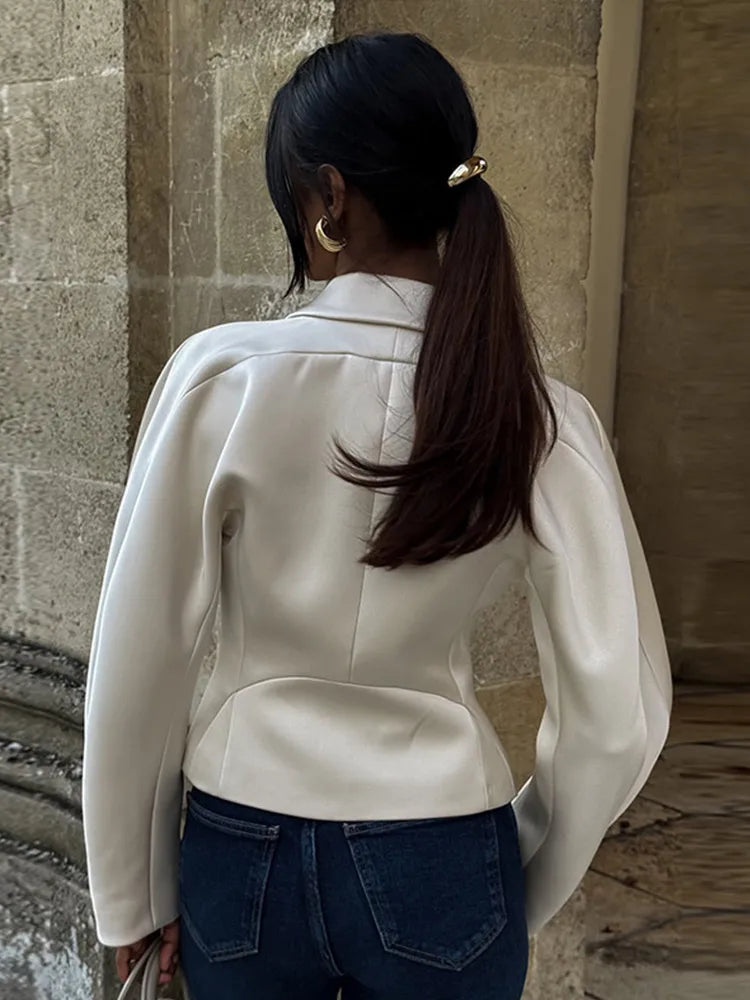 Lapel Long Sleeve Short Top Pants Suits Women Elegant One Button Waist Cinching Tops High Waist Straight Trousers Chic Lady Sets