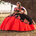 Mexican Black Quinceanera Dress Vestidos 15 Anos Plus Size Fluffy Ball Gown Flowers Prom Dress Sweet 16 Birthday Customized