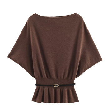 European and American 2025 Autumn New Women's Clothing Style Simple and Fashionable Stacked Decoration Knitted Belt Top
