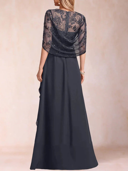 Mother Of The Bride Dress - Elegant A-Line Formal Dresses Scoop Neck Applique Ruffles Beading Half Sleeves Mother of the Bride Dresses 2025 Free Customized