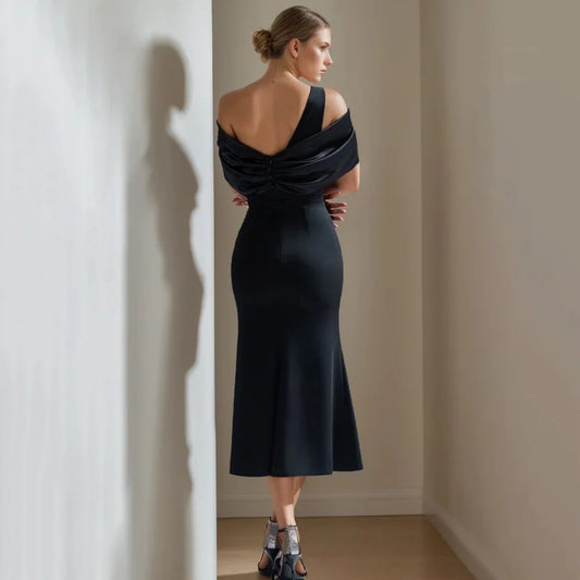 Customized Simple Mermaid Mother Dresses One Shoulder Beading Wedding Party Gowns Mid-calf Length New Formal Bridal Dress