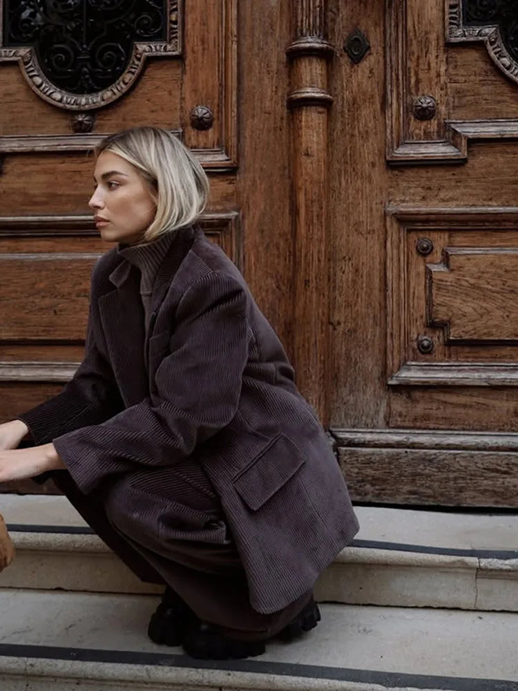 Women's 2 Pcs Suits Lapel Slim Blazer Pants Sets Early Spring Female Long Sleeve Button Coat High Waist Trousers New Lady Outfit