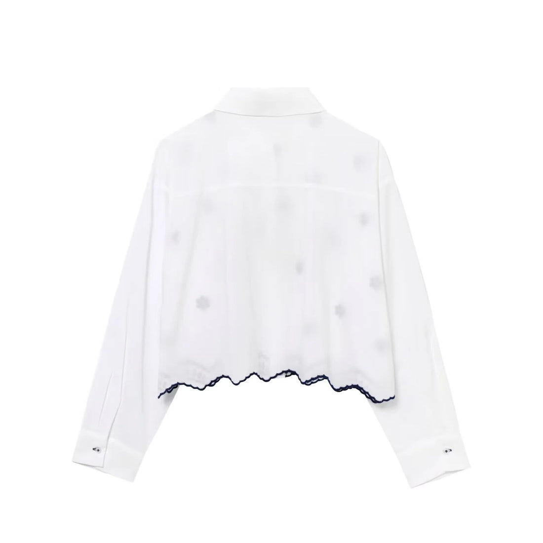 Summer New Women's Clothing Fashionable Temperament Casual Flower Embroidery Poplin Lapel Long Sleeved Shirt