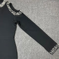 2024 Sexy Women'S Light Luxury Crystal Pearl Design Bandage Dress O-Neck Off Shoulder Long Sleeved Bodycon Christmas Long Dress