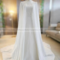 Muslim Wedding Dresses with Cape O Neck Long Sleeve Sweep Train A Line Beading Chiffon Hijab Bride Bridal Gowns Customized