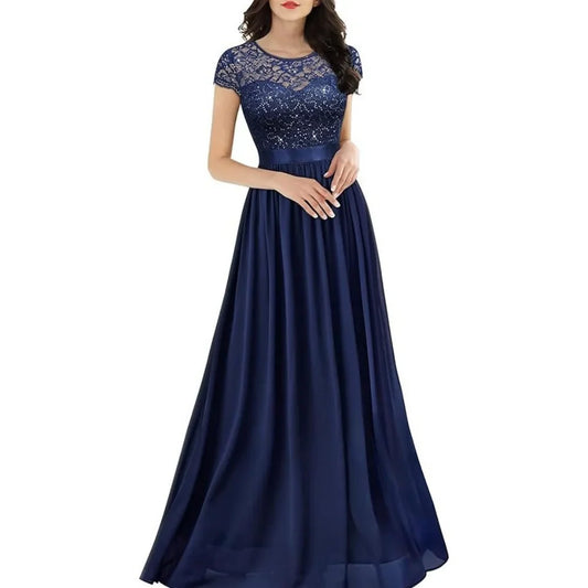 Mother Of The Bride Dress - Formal Custom Elegant Mother of Dresses O Neck Evening Gowns Sequined A Line Bride Party Dress Lace robes invitée mariage picture color