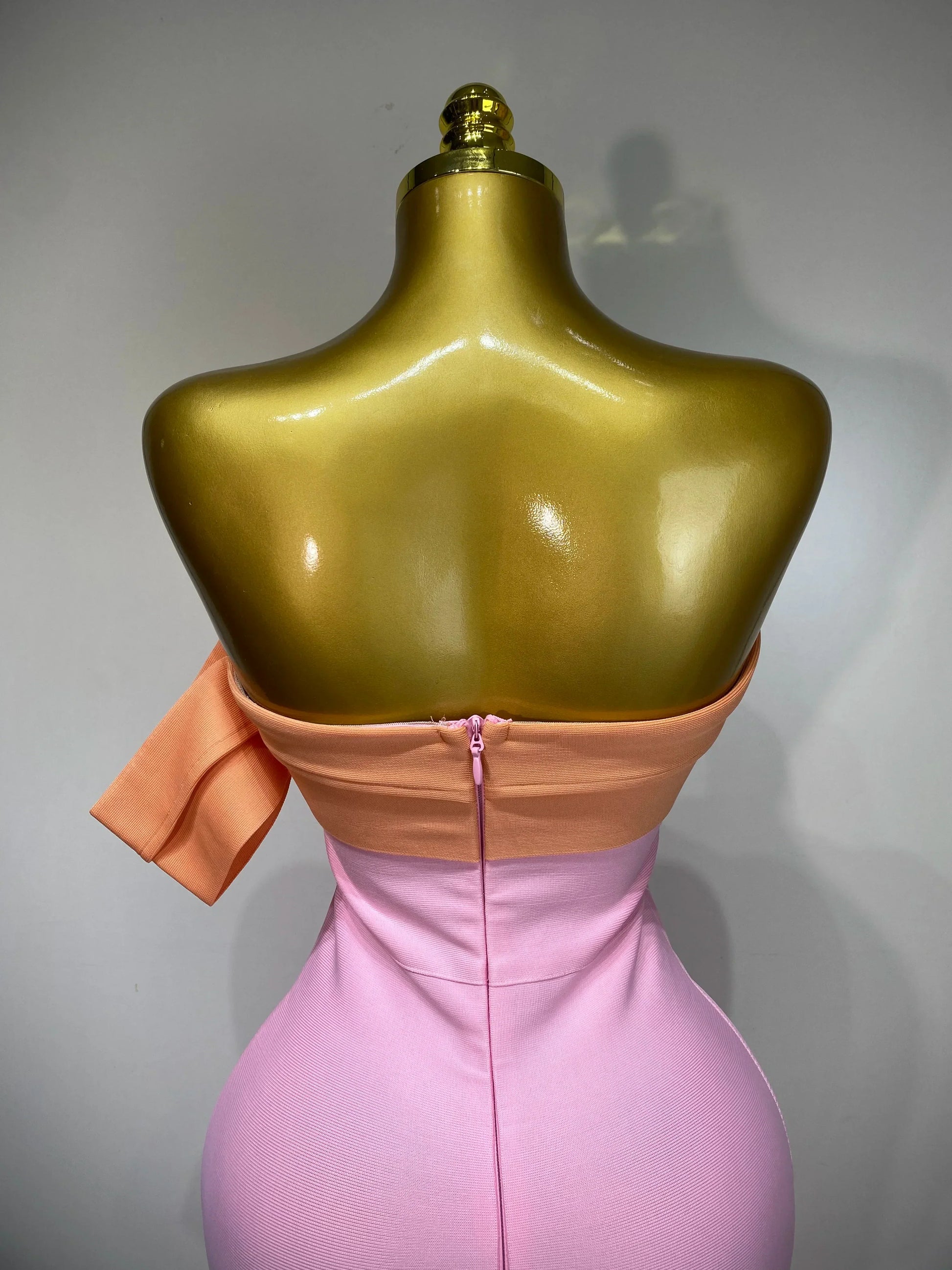 Women Sexy One Shoulder Color Block Bodycon Bandage Dress Celebrity Elegant Evening Club Luxury Birthday Party Outfit