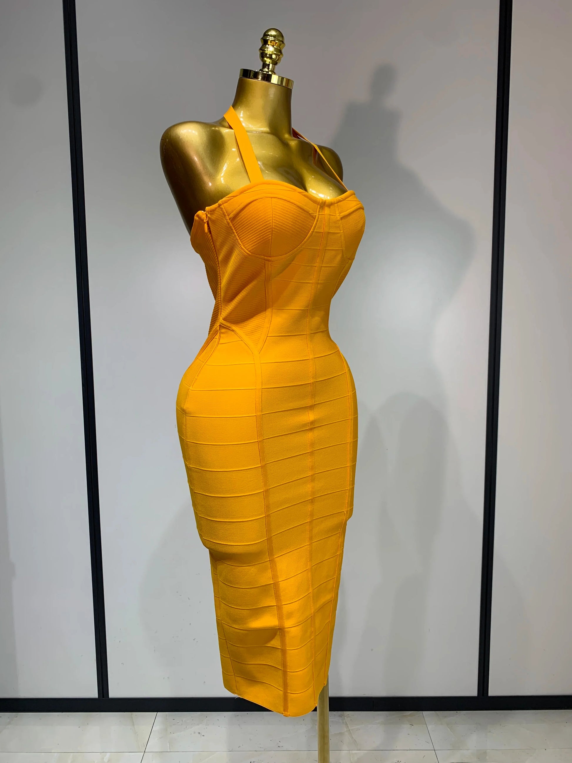 Women Sexy Backless Bandage Midi Dress Fashion Halter Sleeveless Backless Bodycon Club Evening Party Wedding Guest Dresses