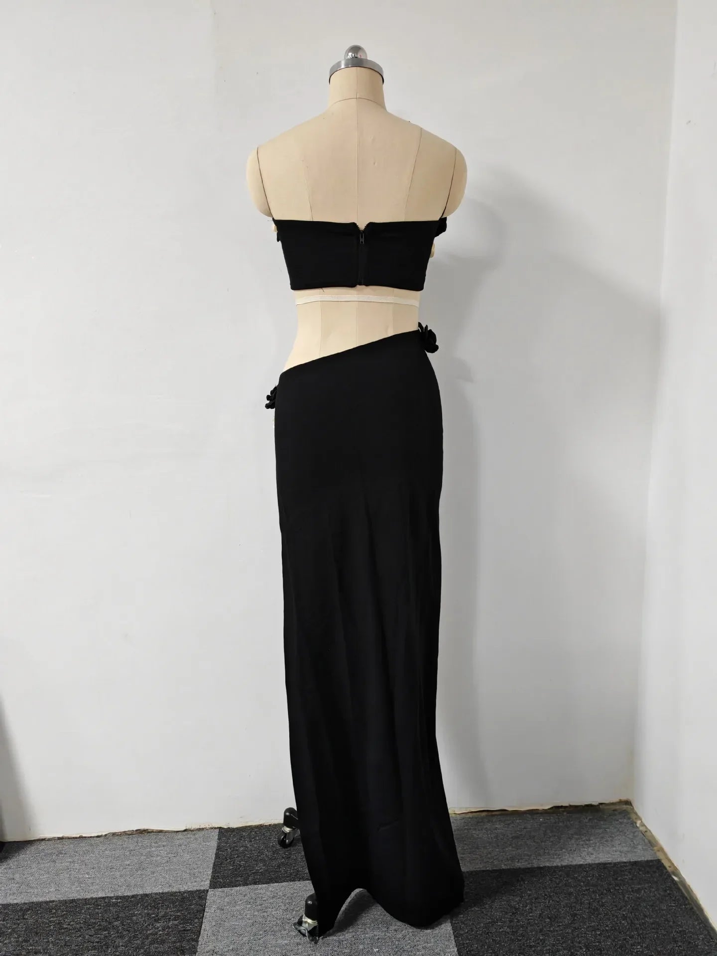 New Arrival Women Sexy Strapless Florals 2 Pieces Bodycon Long Dress Nightclub Party Fashion Girls' Vacation Outfit Vestido