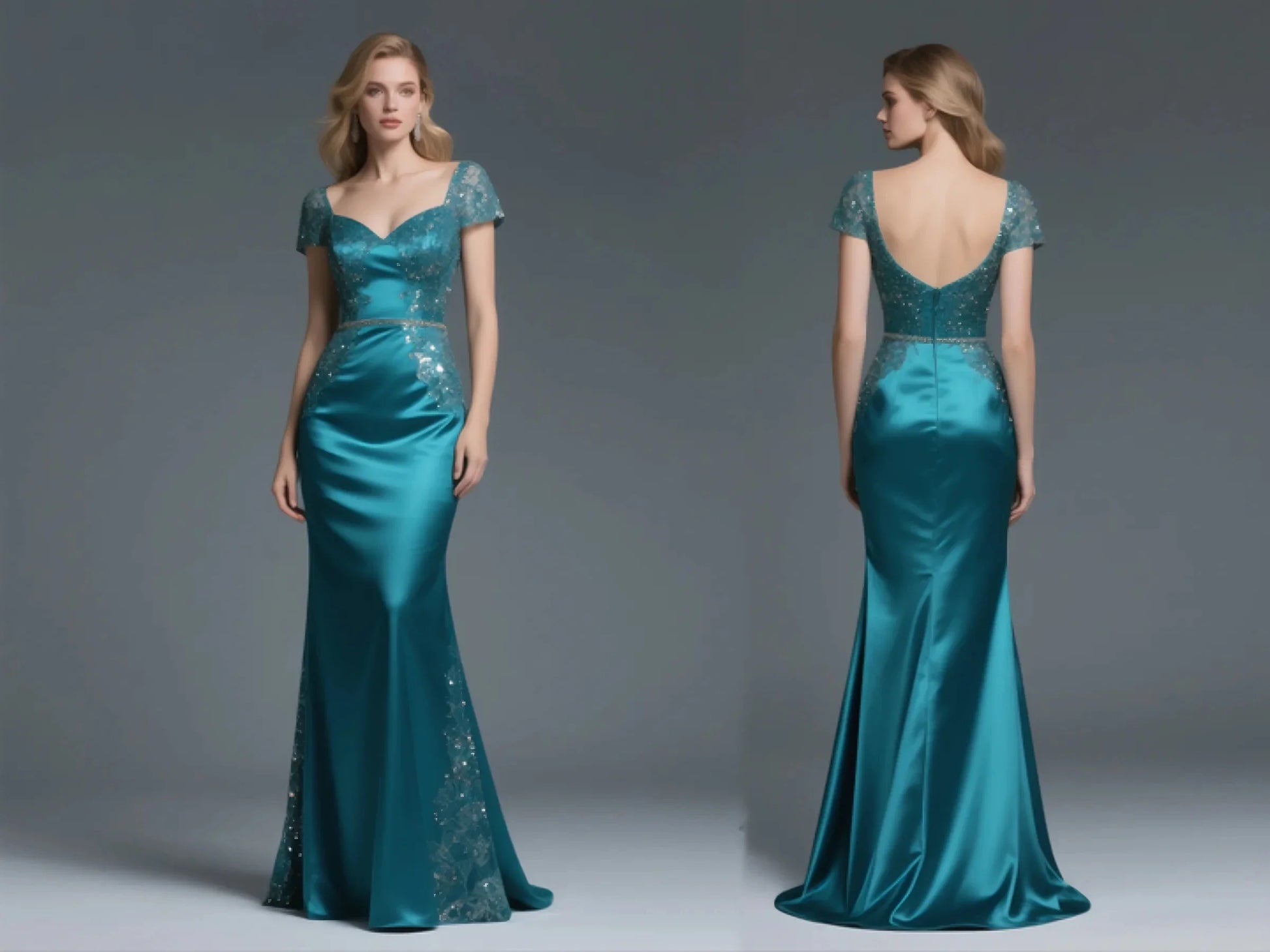 Mother Of The Bride Gown - Elegant Mermaid Mother of the Bride Dress Sparkle V Neck Short Sleeves Satin Appliques Wedding Guest Gown 2025 Free Customized