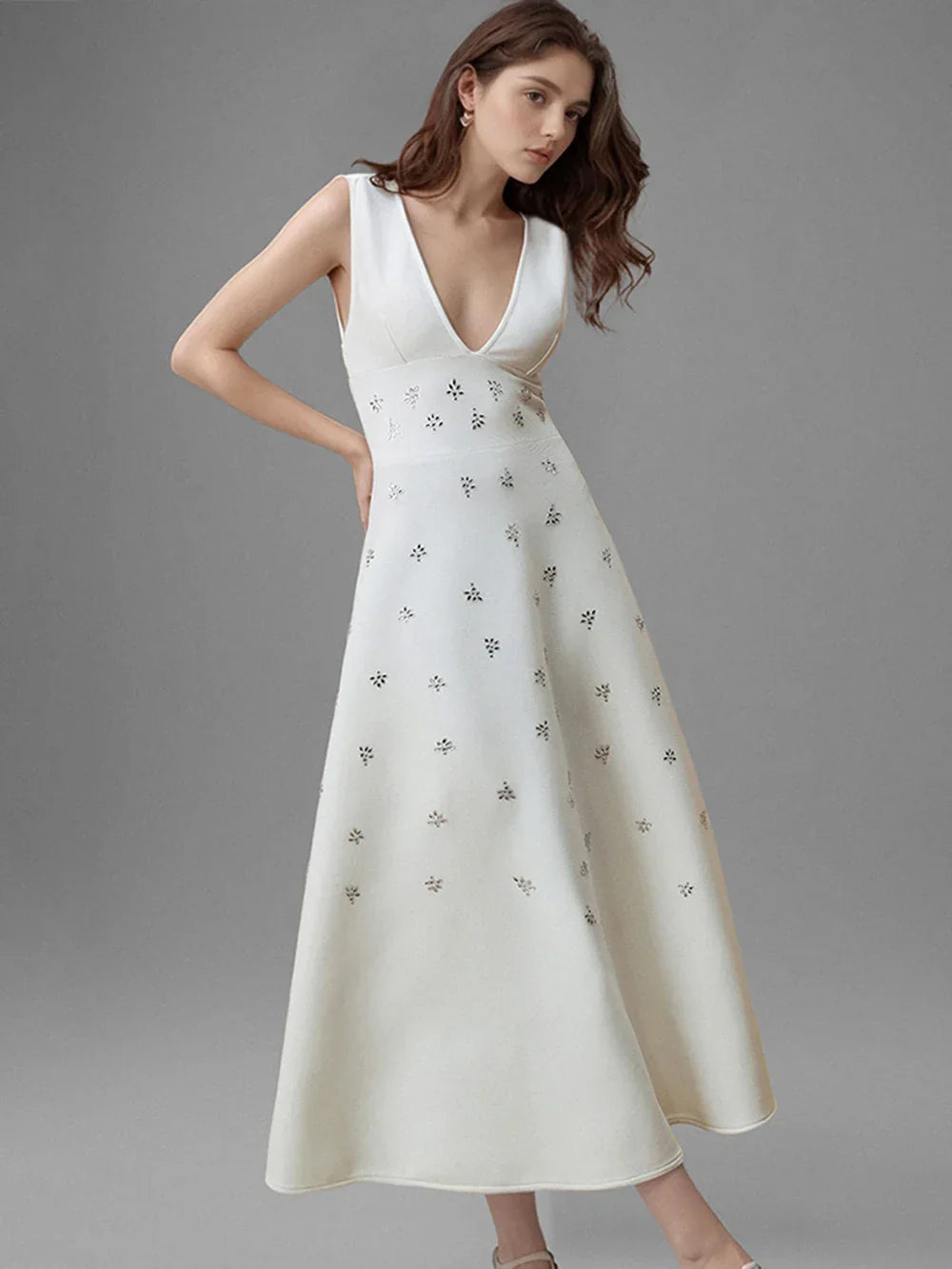 Prom Dress Elegant Crystal Sleeveless Bandage Wedding Dress For Women High waist A-line Maxi Summer Evening Party Dresses Robe